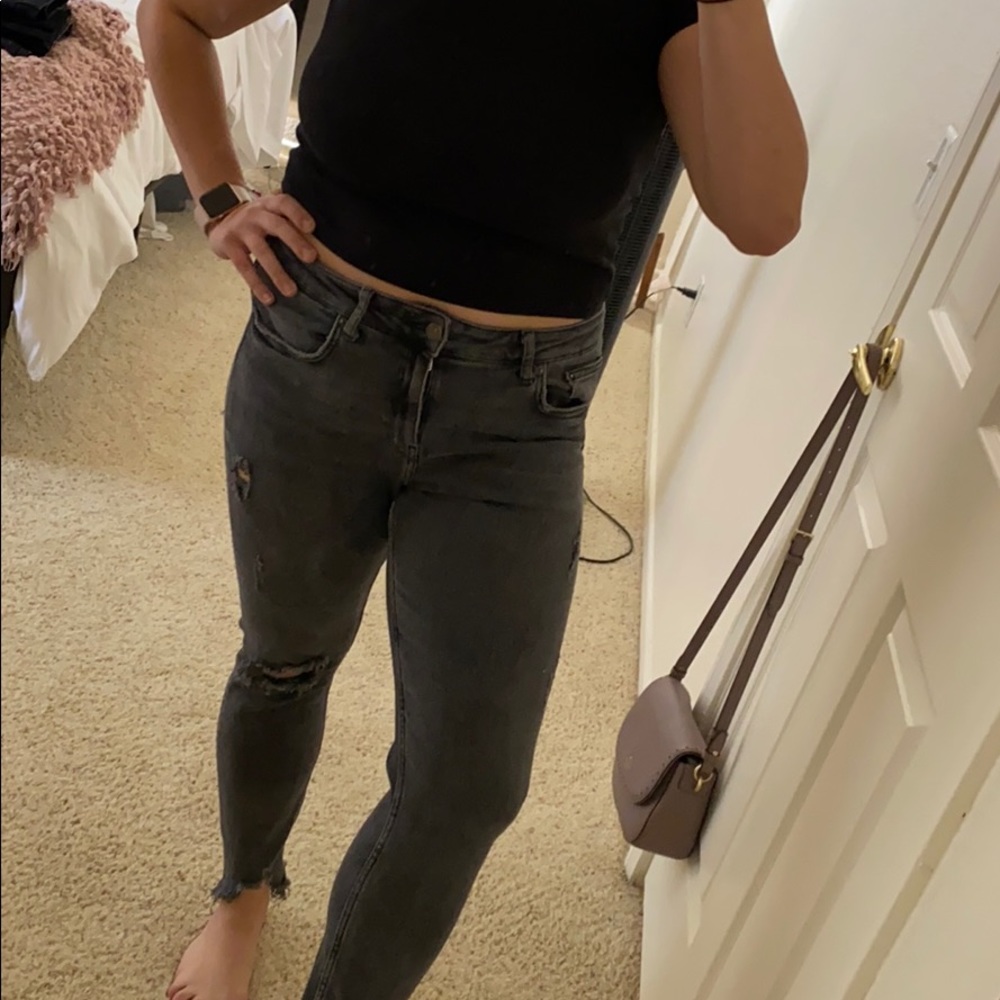 Zara Ripped Off Black Jeans